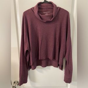 American Eagle Cowl Neck Cropped Sweater with Split Hem